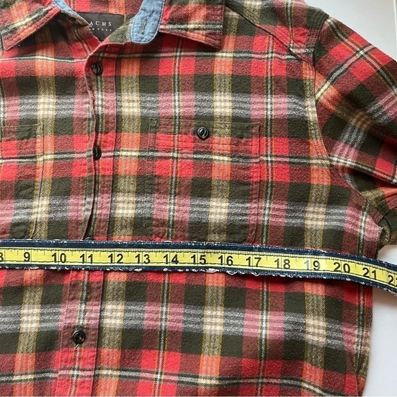 JACHS New York Men’s Classic Fit Plaid Flannel Shirt Red Green Medium - Picture 10 of 13